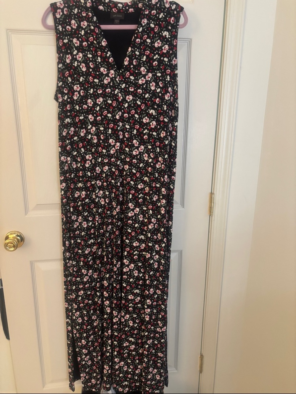 J. Jill Wearever Sleeveless Stretchy Floral Maxi Dress Large Tall